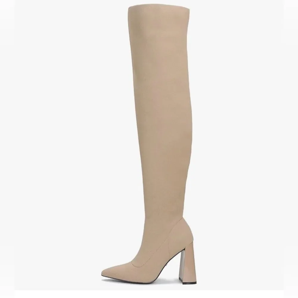 Cape Robbin Thigh High Stretchy Nude Boots